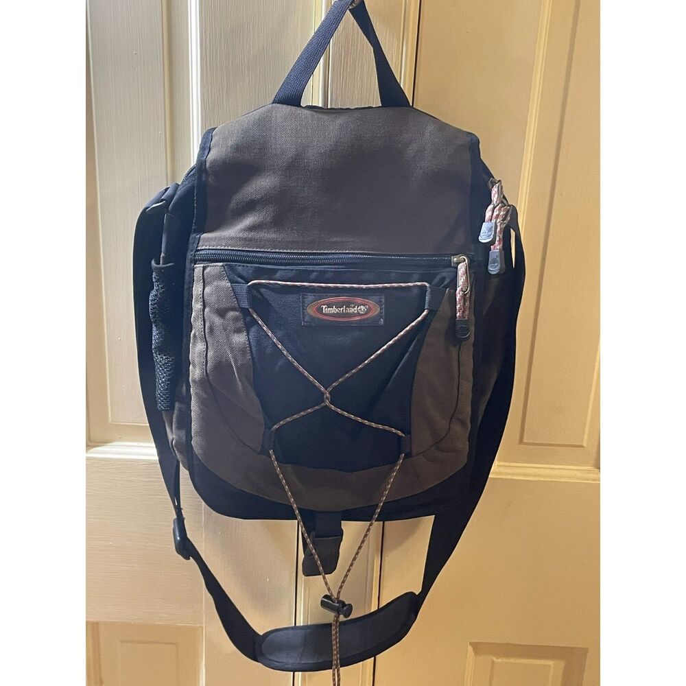 Vintage Timberland Y2K Gorpcore Tech Canvas Crossbody Messenger Computer BagGray